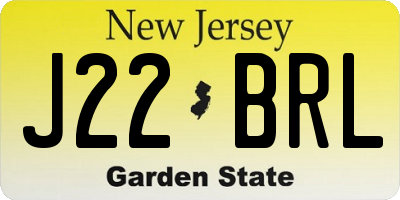 NJ license plate J22BRL