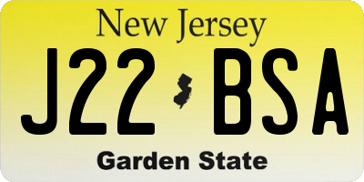 NJ license plate J22BSA