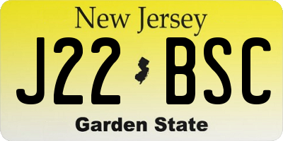 NJ license plate J22BSC