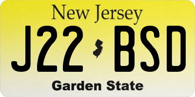 NJ license plate J22BSD