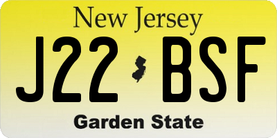 NJ license plate J22BSF