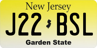 NJ license plate J22BSL