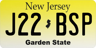 NJ license plate J22BSP