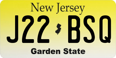 NJ license plate J22BSQ