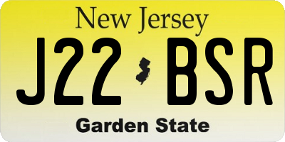 NJ license plate J22BSR