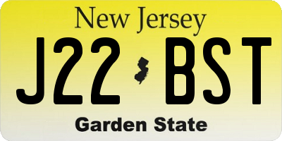 NJ license plate J22BST