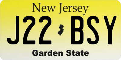 NJ license plate J22BSY