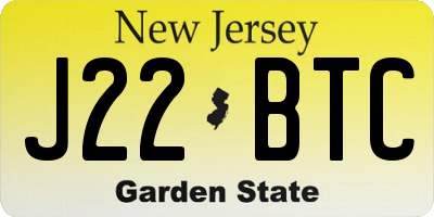 NJ license plate J22BTC