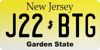NJ license plate J22BTG