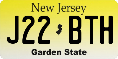 NJ license plate J22BTH
