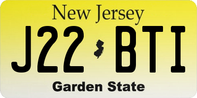 NJ license plate J22BTI
