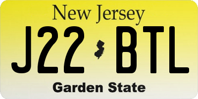 NJ license plate J22BTL