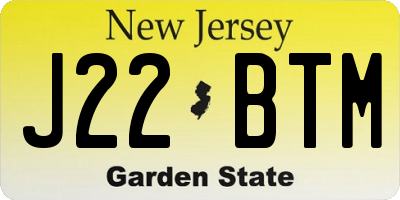 NJ license plate J22BTM