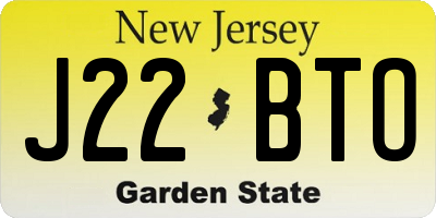 NJ license plate J22BTO