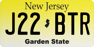 NJ license plate J22BTR