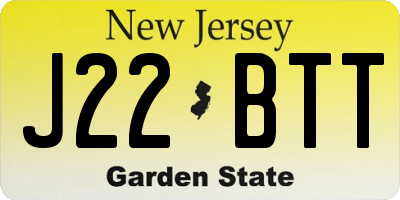 NJ license plate J22BTT
