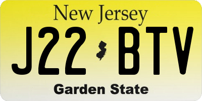 NJ license plate J22BTV