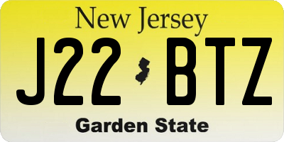 NJ license plate J22BTZ