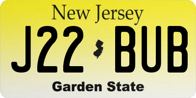 NJ license plate J22BUB