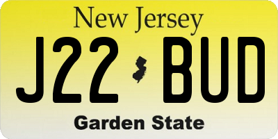 NJ license plate J22BUD