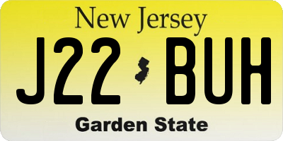NJ license plate J22BUH