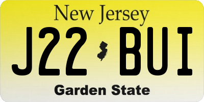 NJ license plate J22BUI