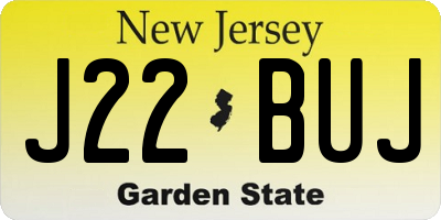 NJ license plate J22BUJ