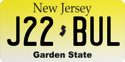 NJ license plate J22BUL