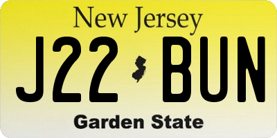 NJ license plate J22BUN