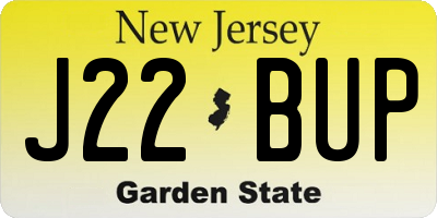 NJ license plate J22BUP