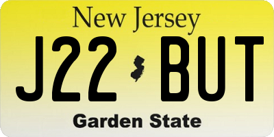 NJ license plate J22BUT