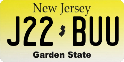 NJ license plate J22BUU