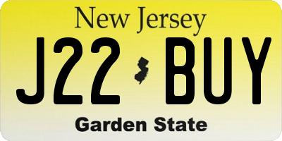 NJ license plate J22BUY