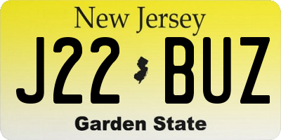 NJ license plate J22BUZ