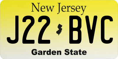 NJ license plate J22BVC
