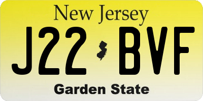 NJ license plate J22BVF