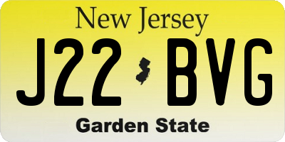 NJ license plate J22BVG
