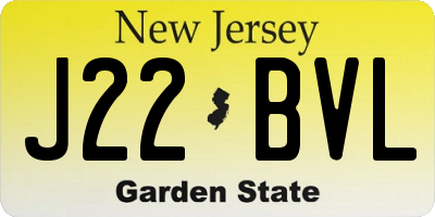 NJ license plate J22BVL