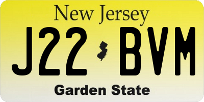 NJ license plate J22BVM