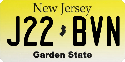 NJ license plate J22BVN