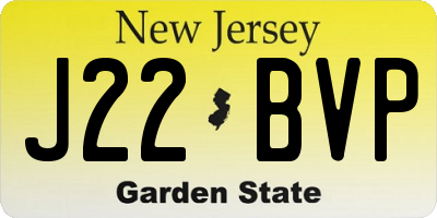 NJ license plate J22BVP