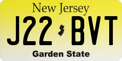 NJ license plate J22BVT