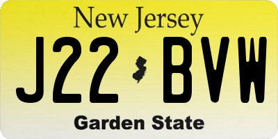 NJ license plate J22BVW