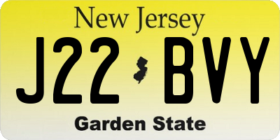 NJ license plate J22BVY