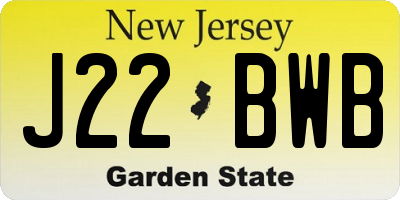 NJ license plate J22BWB
