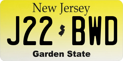 NJ license plate J22BWD