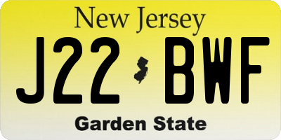 NJ license plate J22BWF