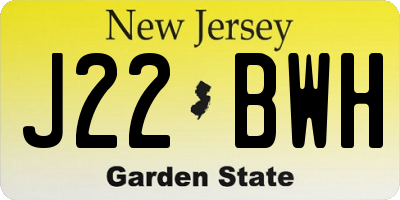 NJ license plate J22BWH