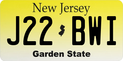 NJ license plate J22BWI