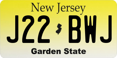 NJ license plate J22BWJ